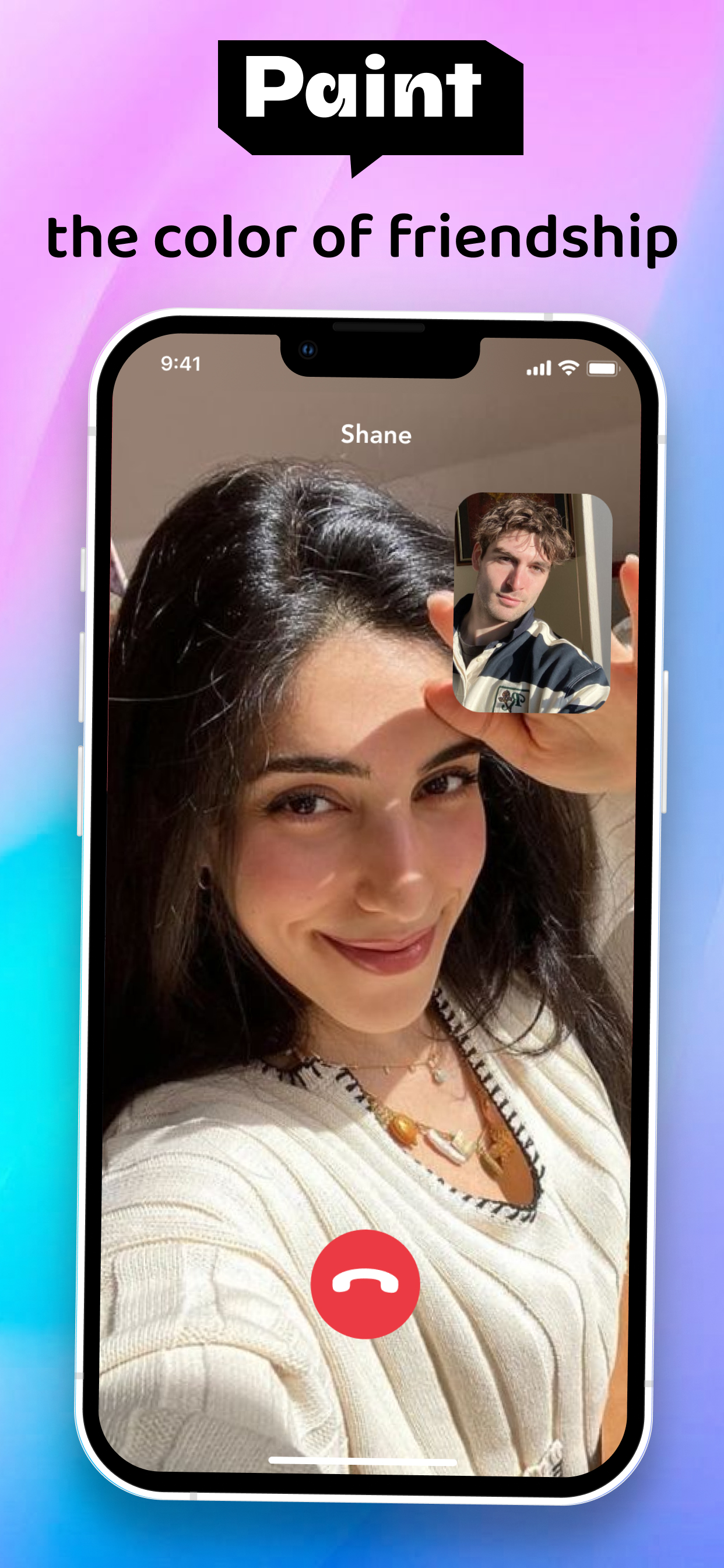 Video call between two friends on a smartphone